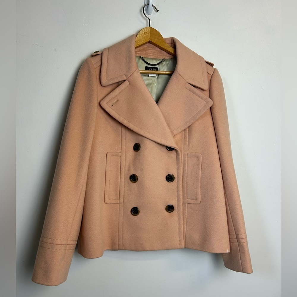 J.Crew Tm Thinsulate Women's Peach Pea Coat 100% Wool Military style